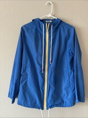Women's Blue Hooded Windbreaker Jacket with full Zip